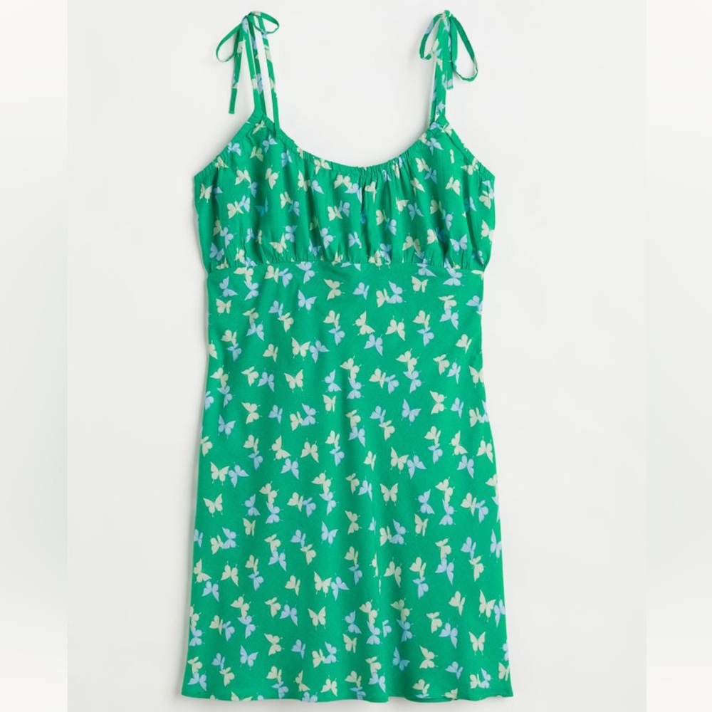 NWT H&M Patterned Green Butterflies Slip Short Summer Dress XXL